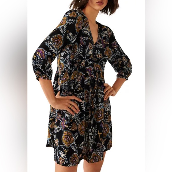 BA&SH- Volver gathered floral-print crepe mini dress - Picture 2 of 8